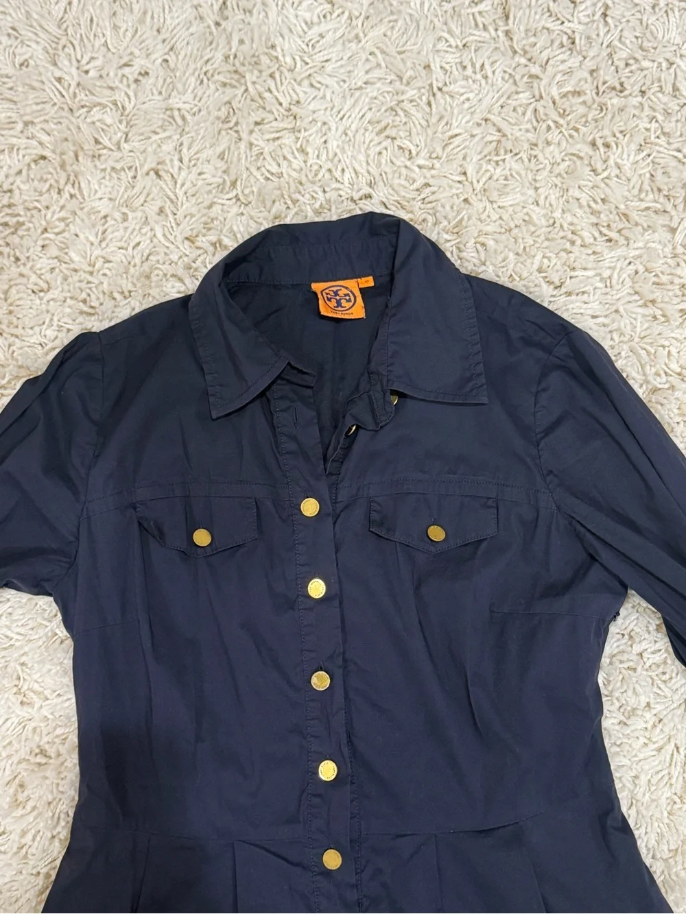 Quarter Sleeve Button Up Shirt Dress